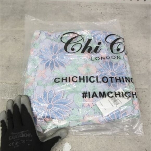 NWT Chi Chi London Crochet Cami Bodycon Midi Dress in Blue In Size 6 Or 8 - Picture 2 of 5
